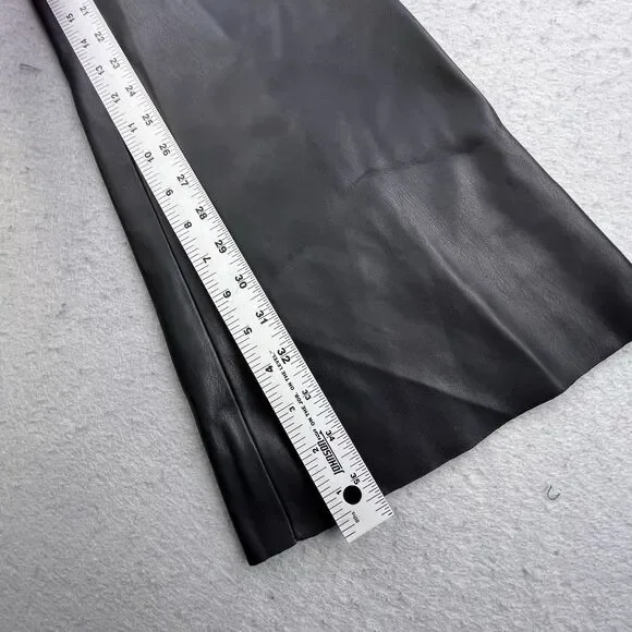 NovaLuxe Faux Vegan Leather Pants Women’s Size Large Black Flare Leg Lace Up NEW - Picture 9 of 11